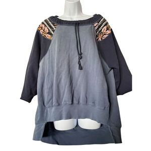 We The Free Women's XS Blue Floral Oversized Pullover Sweater